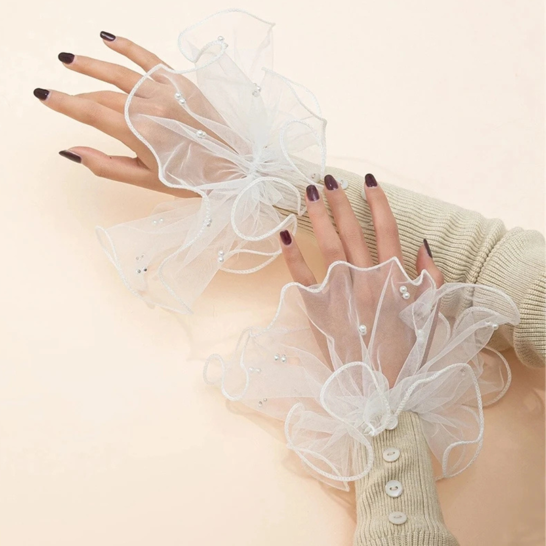 JNBS White Lace Cuffs for Nail Art Photography