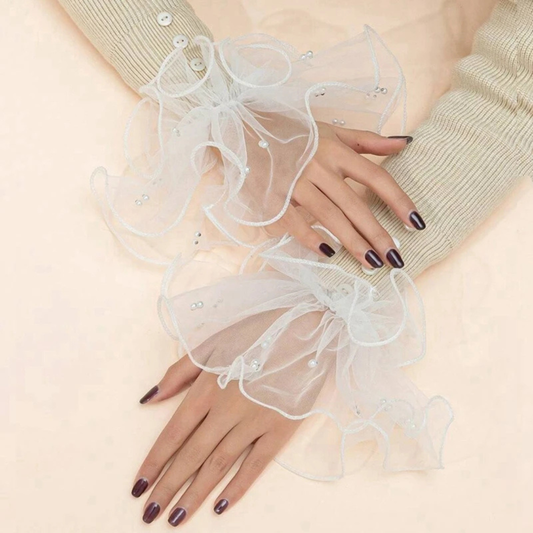 JNBS White Lace Cuffs for Nail Art Photography