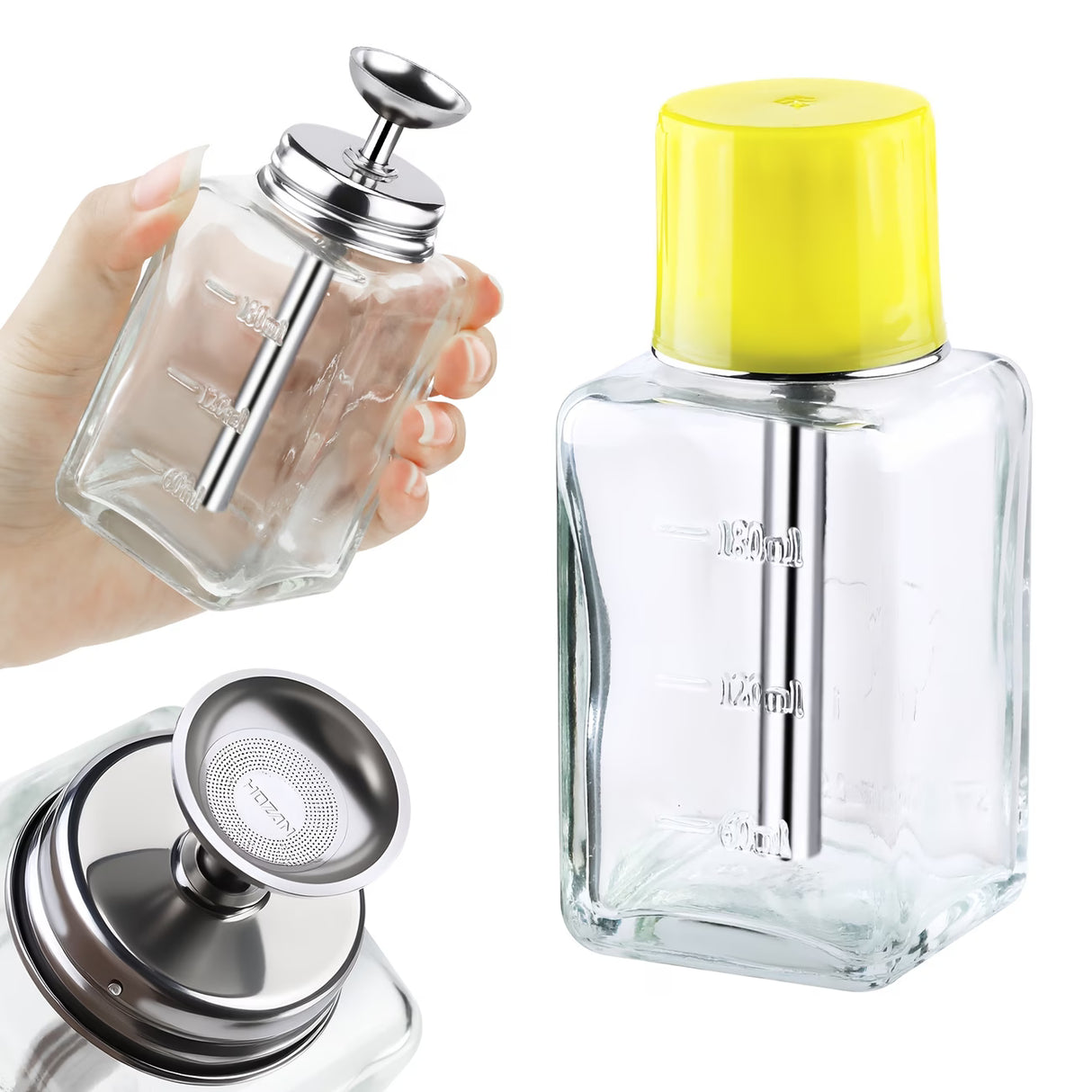 JNBS nail tool empty glass pump bottle 180ml