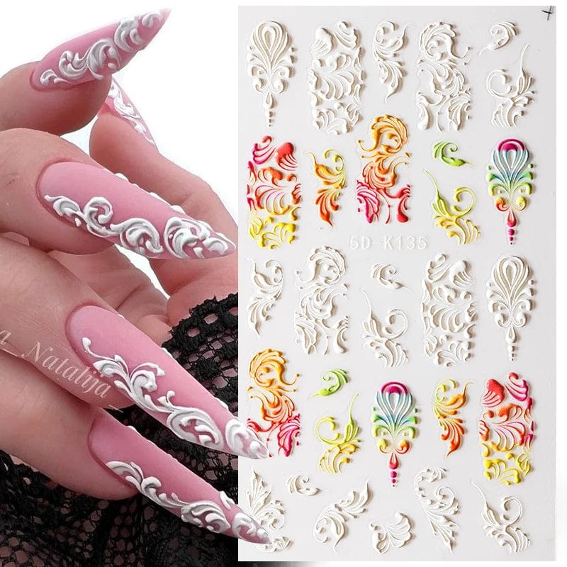 JNBS 5D Embossed Nail Sticker (Choose your style)