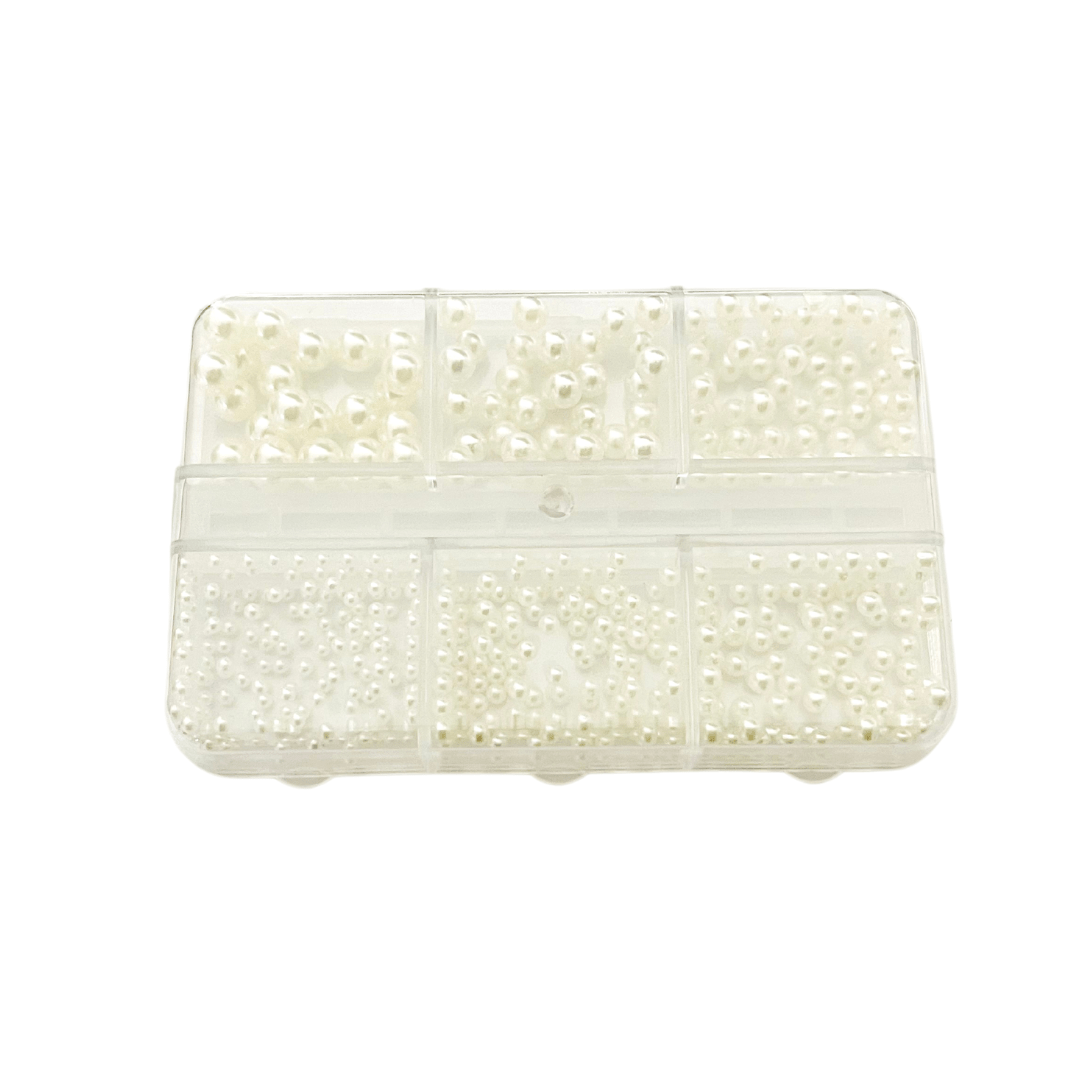 JNBS Nail Charm White Pearl Beads (2 Sizes)