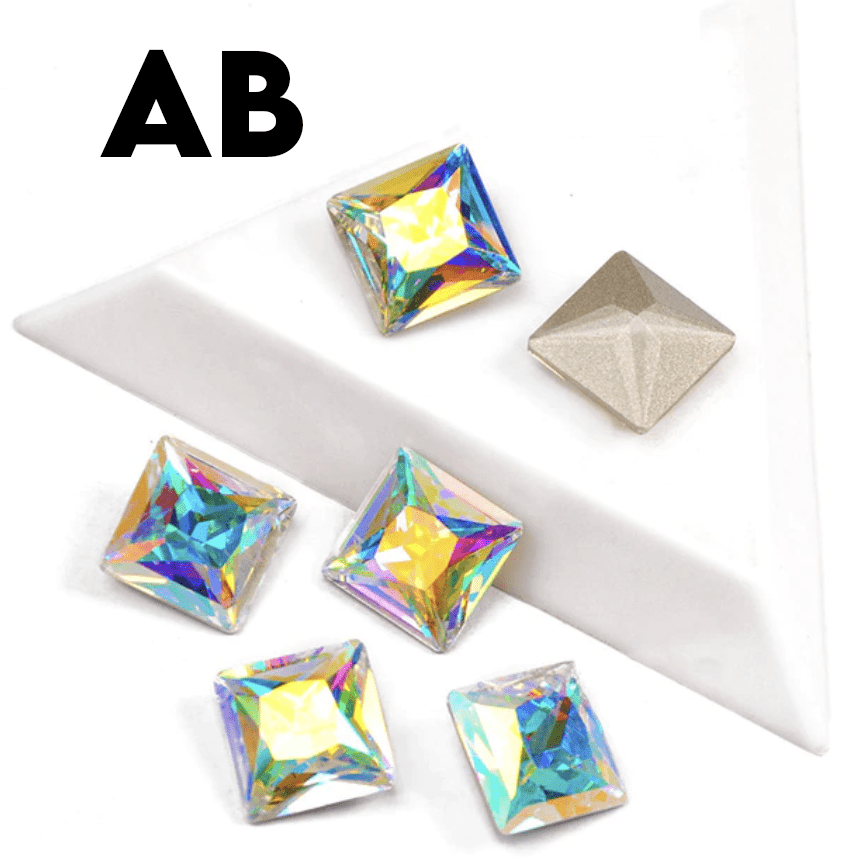 JNBS Square Shape Pointback Rhinestone 12MM (Bag of 10pcs)