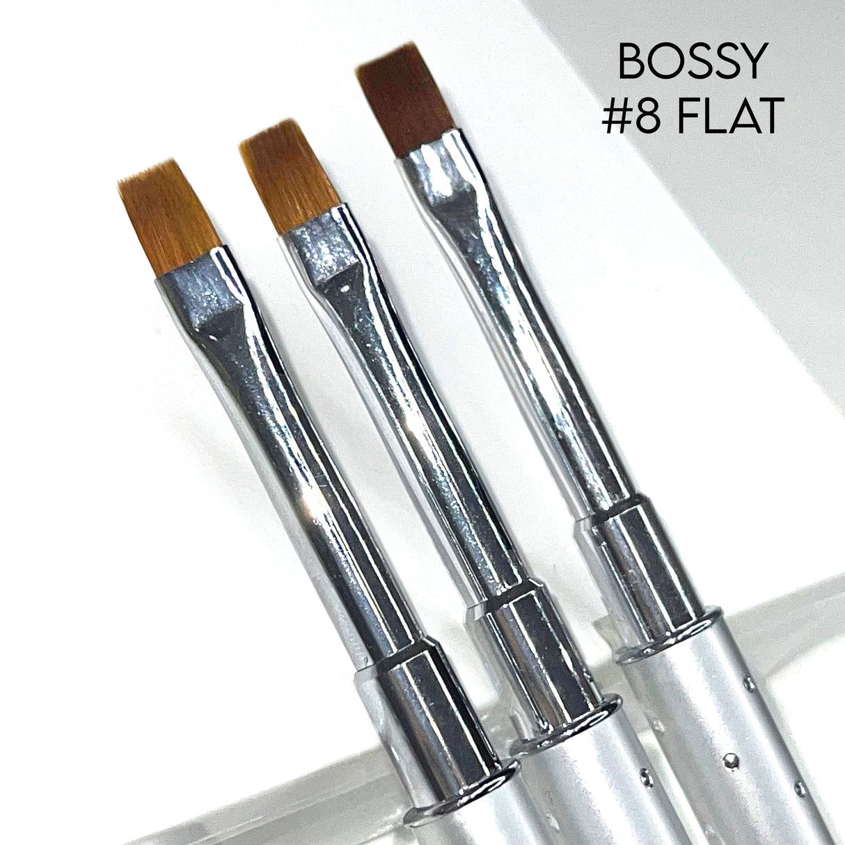 BOSSY Gel Brush Set Crimped FLAT (Lid included)
