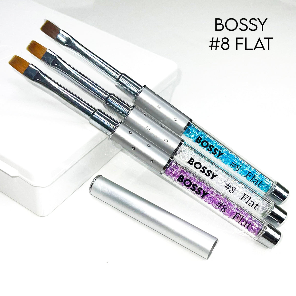 BOSSY Gel Brush Set Crimped FLAT (Lid included)