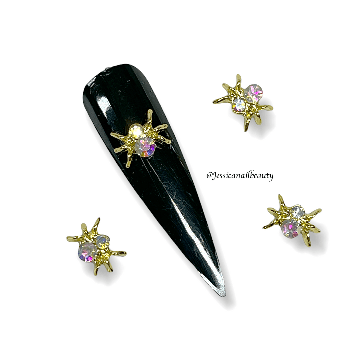 JNBS Nail Charm 53 Halloween AB Rhinestone Spider ( 3pcs )