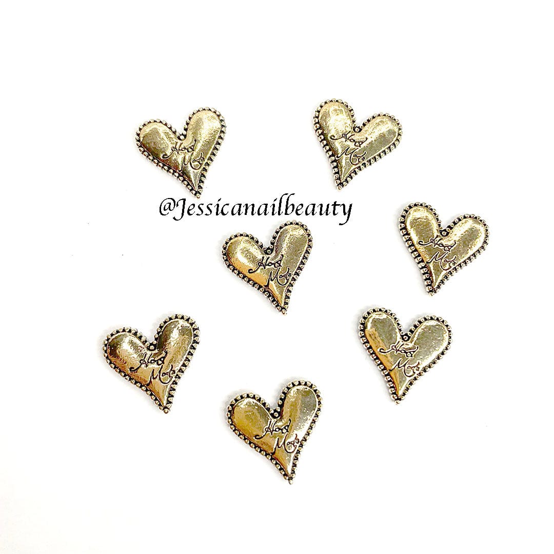 JNBS Nail Charm Metal Hug Me Heart (6pcs)