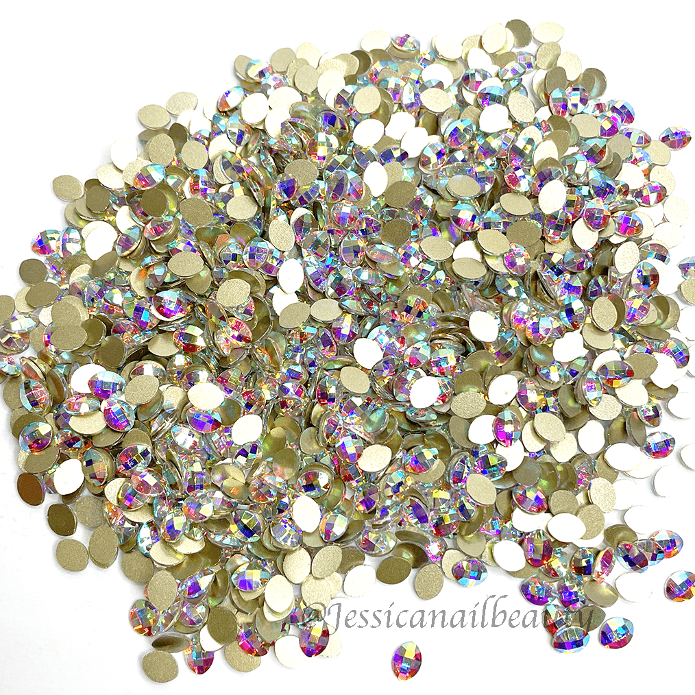 JNBS Crystal Rhinestone Oval Pure Leaf Flatback  Crystal AB (Bag of 20pcs)