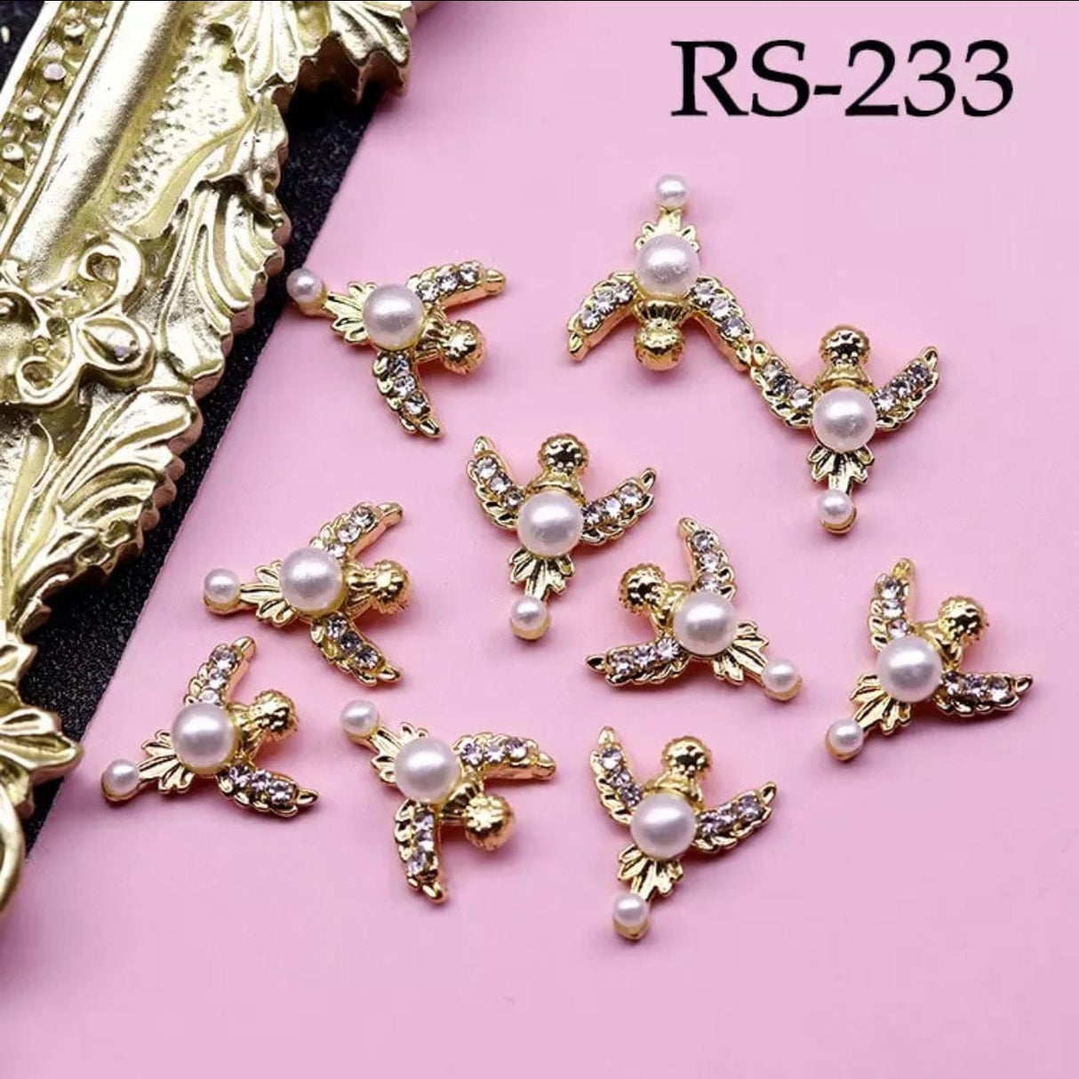 JNBS Alloy with Pearls Crystal Zircon Nail Charm RS233, RS234, RS235