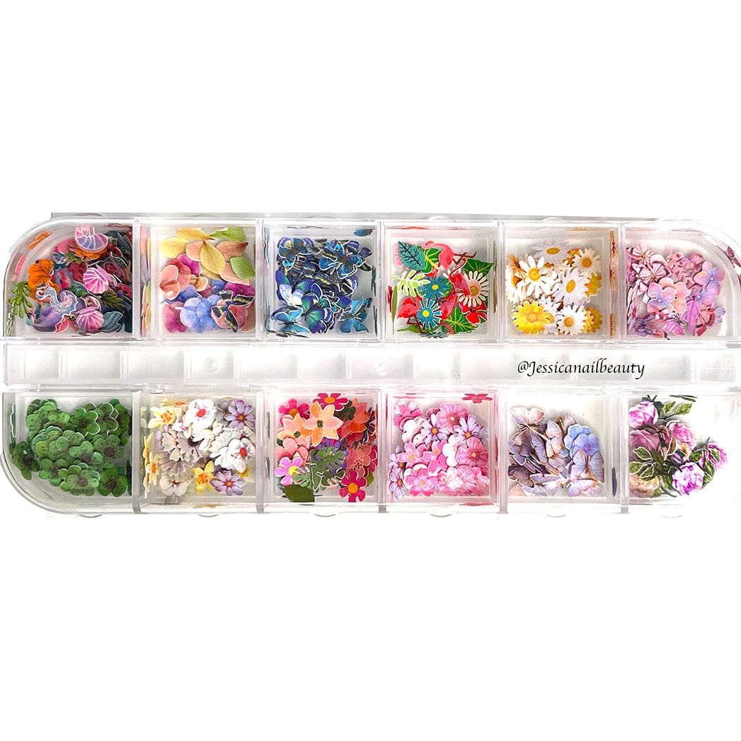 JNBS Nail Art Dried Flower Set 08 ( Box of 12 Colors)