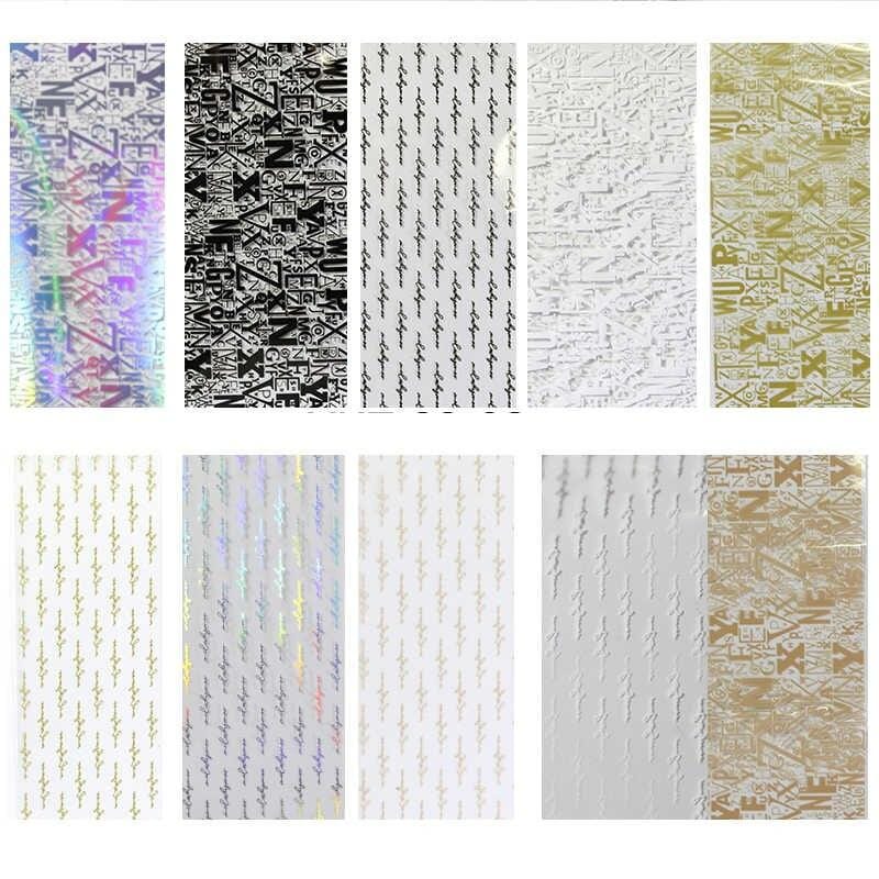 JNBS Nail Foil Box of 10 Sheets Letters