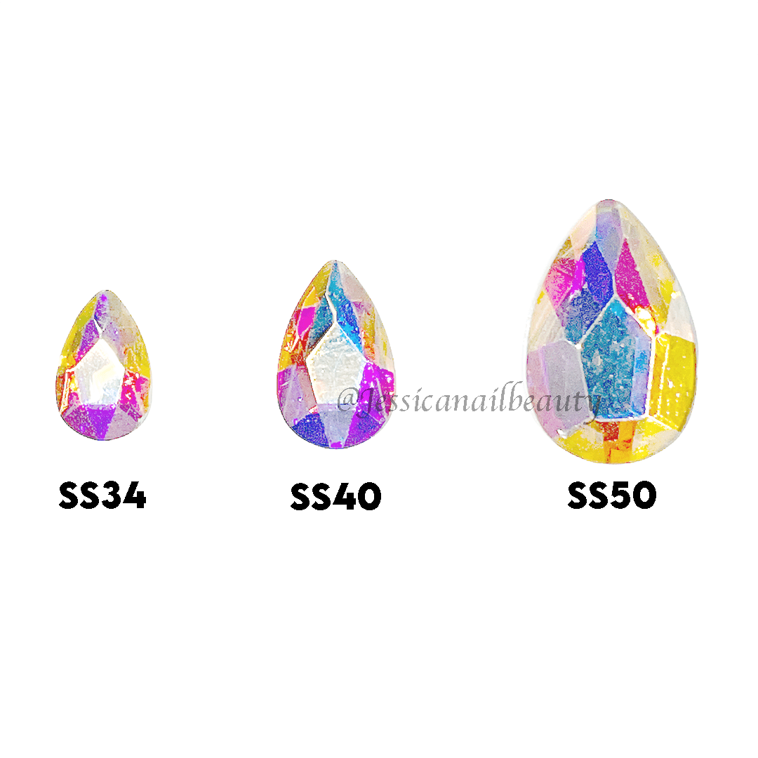 JNBS Crystal Rhinestone Pear Flatback  Crystal AB