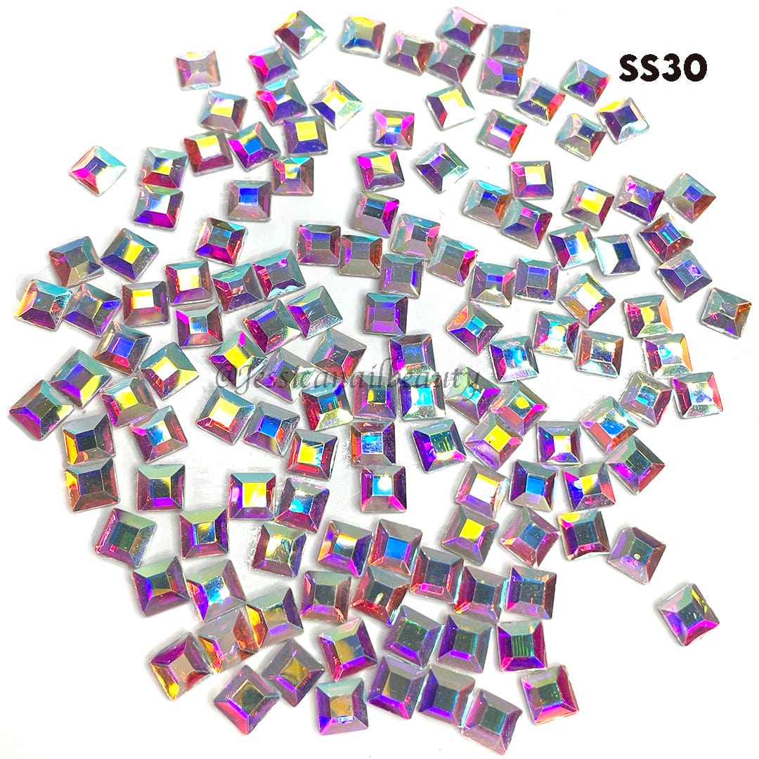 JNBS Crystal Rhinestone Square Flatback Crystal AB