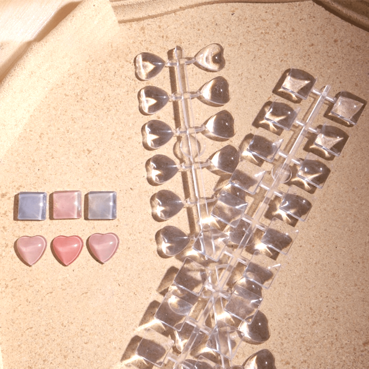 JNBS Transparent Glass Swatch Sample Display HEART & SQUARE (Bag of 48pcs)
