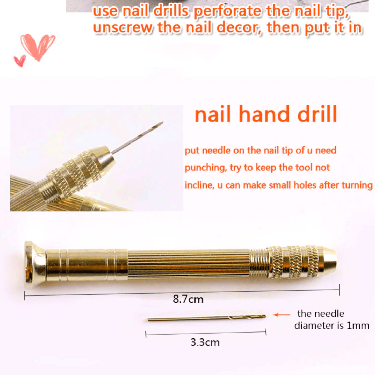 JNBS Nail Piercing Charm Gold Metal Ball (Bag of 30pcs)