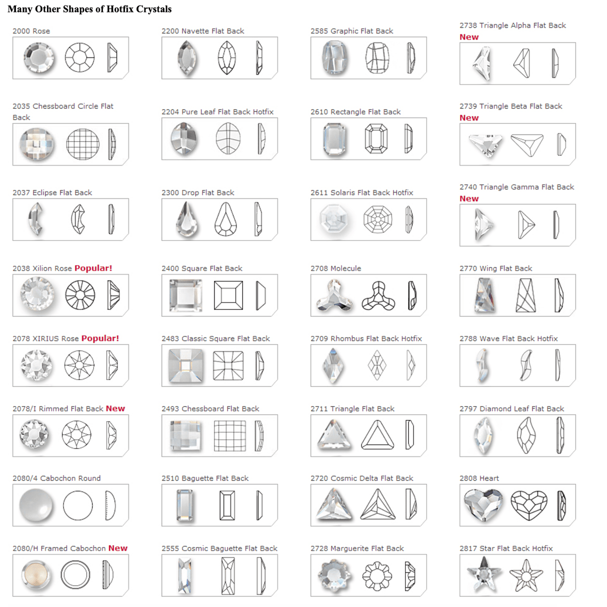 JNBS Crystal Rhinestone Square Flatback Crystal AB