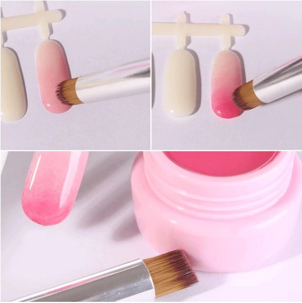 GELHR Nail Art Brush Ombre Powder / Gel Brush 9 (Lid included)