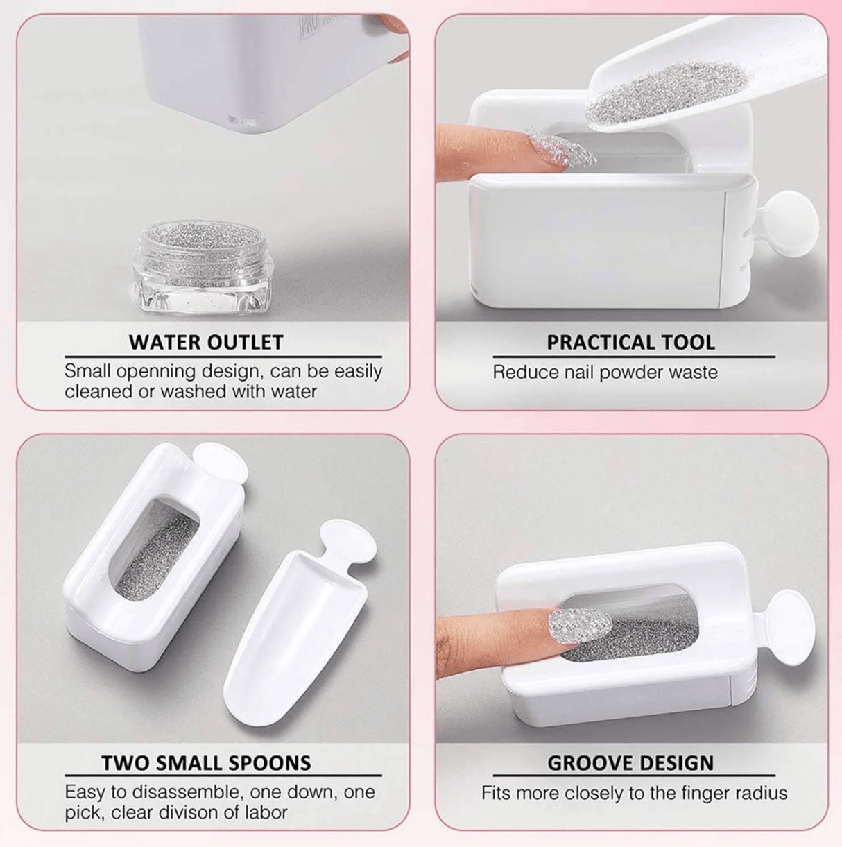 JNBS 2 Tiers Dipping Powder Tray Container with Funnel