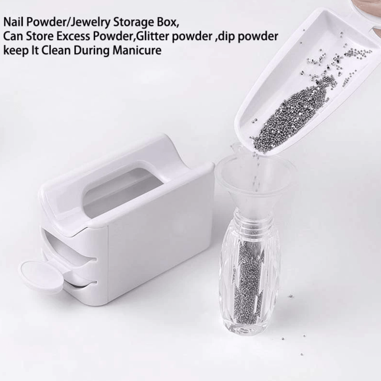 JNBS 2 Tiers Dipping Powder Tray Container with Funnel