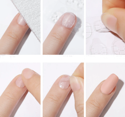 JNBS Stick Clear Nail Glue Sticker Pink (10 sheets/bag)