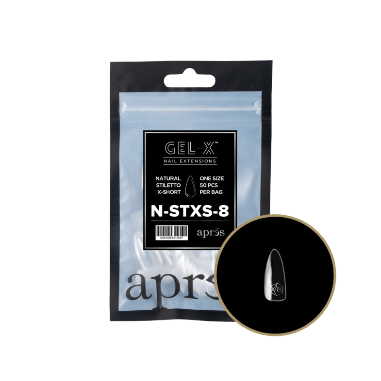 Apres Gel X™ Refill Bags (50pcs) Natural Stiletto Extra Short Tips