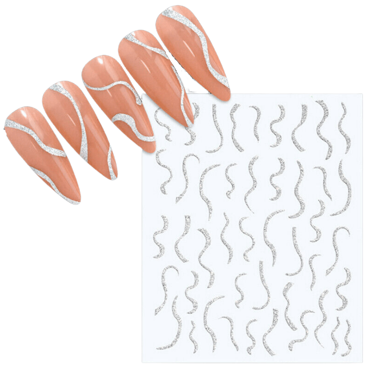 JNBS Nail Sticker 3D Shiny Silver Glitter Diamond