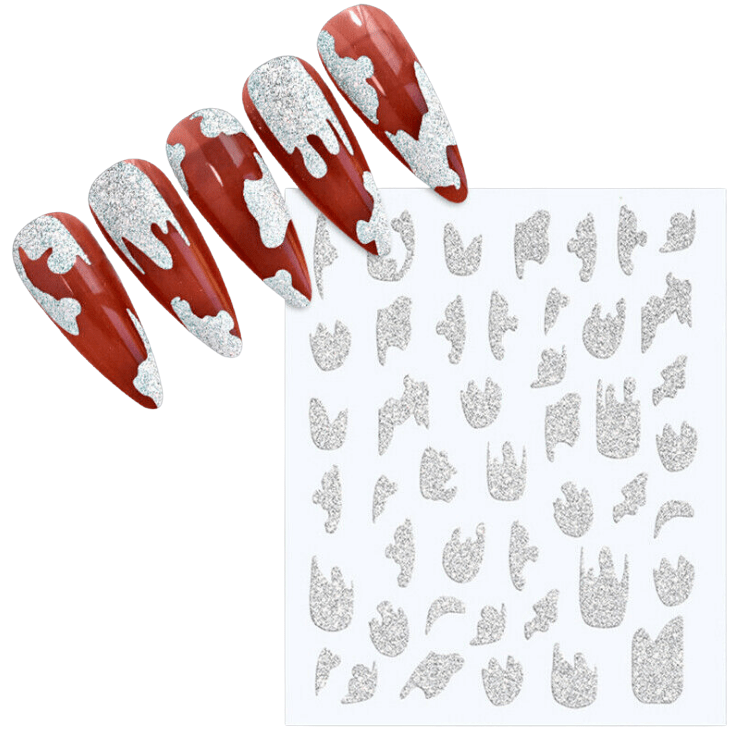 JNBS Nail Sticker 3D Shiny Silver Glitter Diamond