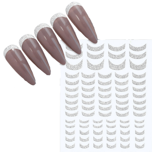 JNBS Nail Sticker 3D Shiny Silver Glitter Diamond