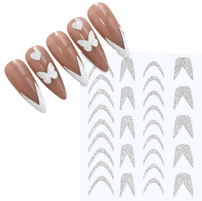 JNBS Nail Sticker 3D Shiny Silver Glitter Diamond