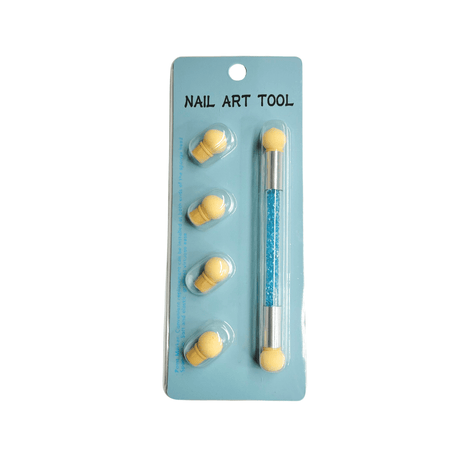 JNBS Nail Art Tool Dual Head Crystal Brush Stamper And Sponge (Assorted Colors)