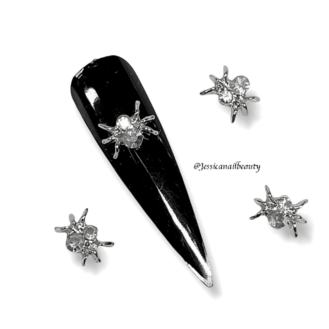 JNBS Nail Charm 53 Halloween AB Rhinestone Spider ( 3pcs )