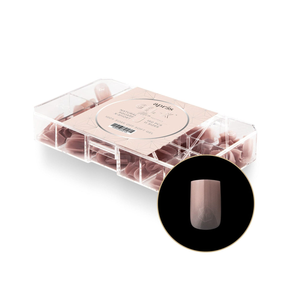 Apres Gel X™ NEUTRALS Box of 150pcs Mia Natural Square Tips