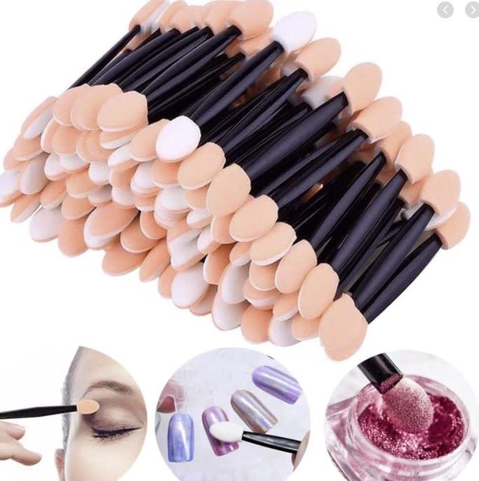 JNBS Double End Nail Chrome Powder Brush Sponge Applicators