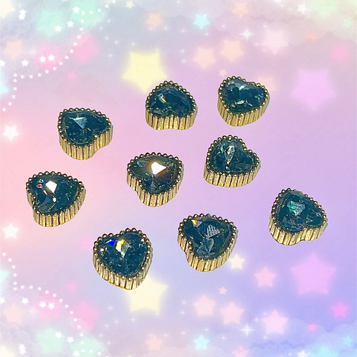 JNBS Nail Charm Metal Crystal Heart Vintage (5pcs)