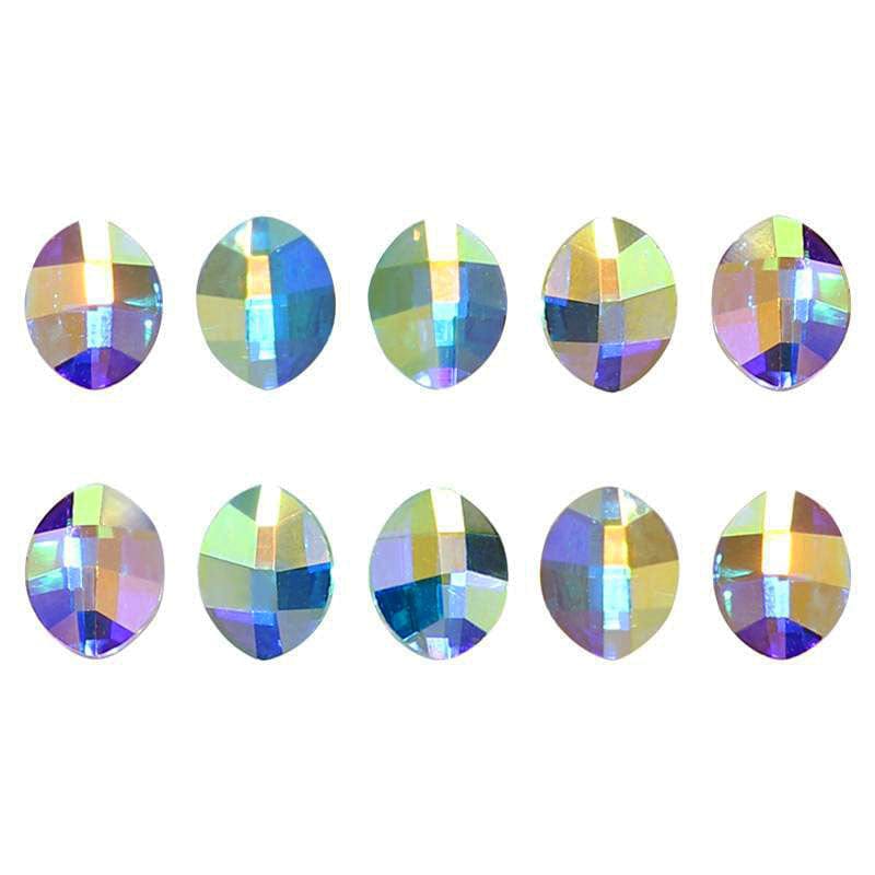 JNBS Crystal Rhinestone Oval Pure Leaf Flatback  Crystal AB (Bag of 20pcs)