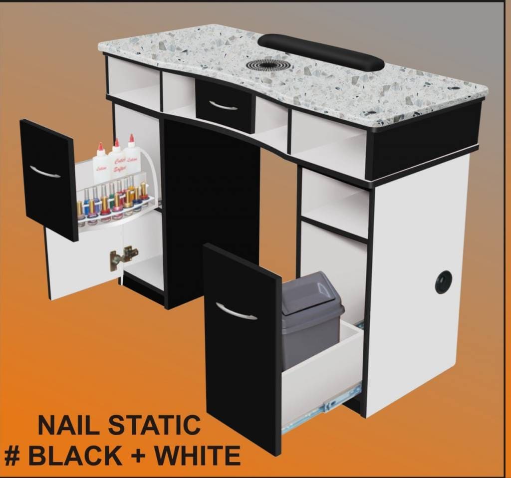 JNBS Nail Table Single Static Black & White (Please Call JNBS to Order)