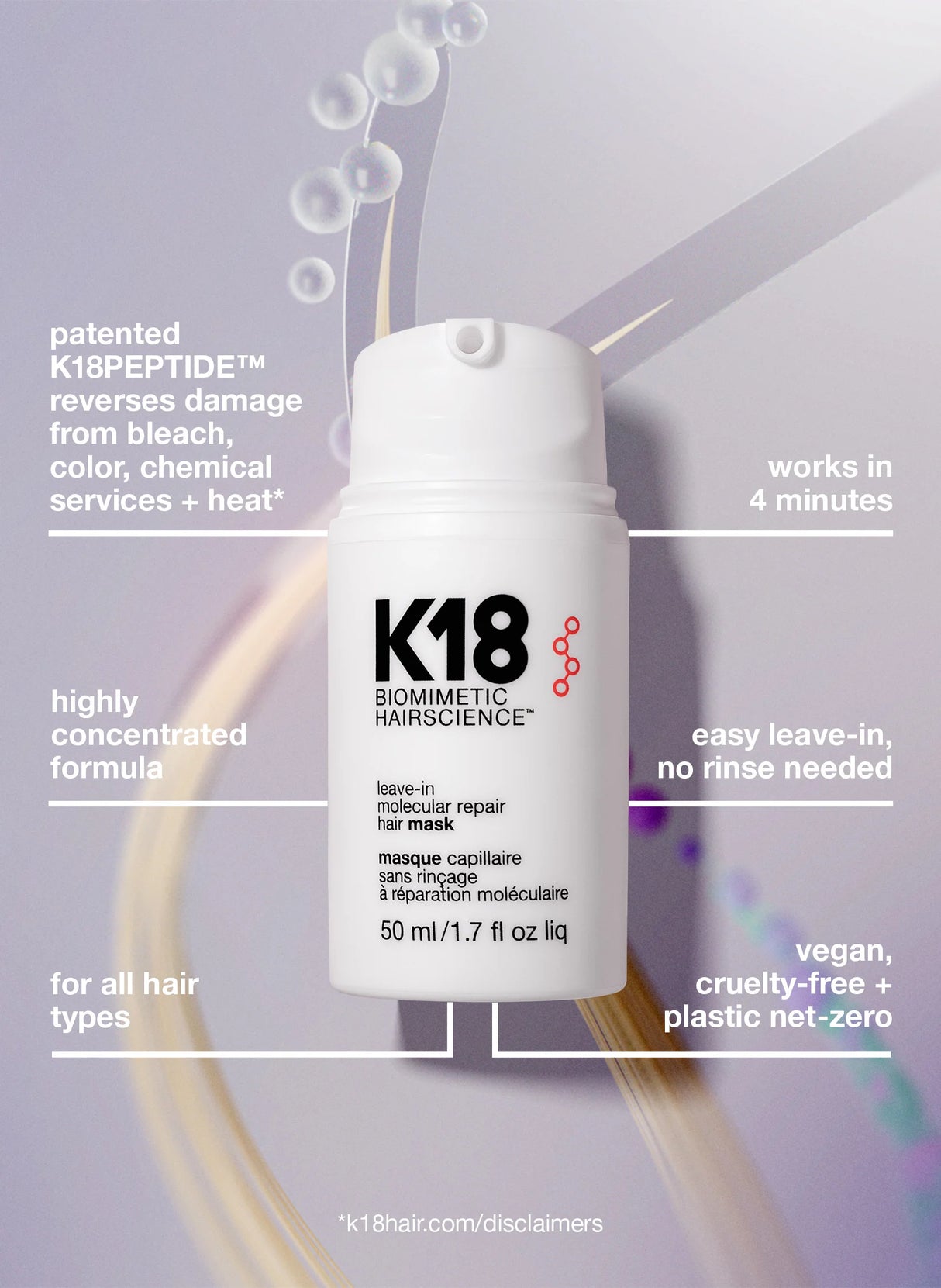 K18 Biomimetic Hairscience Professional Leave-In Molecular Repair Mask 1.7 fl. oz