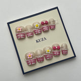 KUZA Press On Nails - Square short Cutie Pink Design - 8928/8929/8930