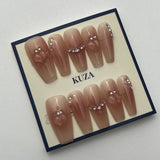 KUZA Press On Nails - Ombre Coffin Tips and Charms Design - 8937/8938/8939