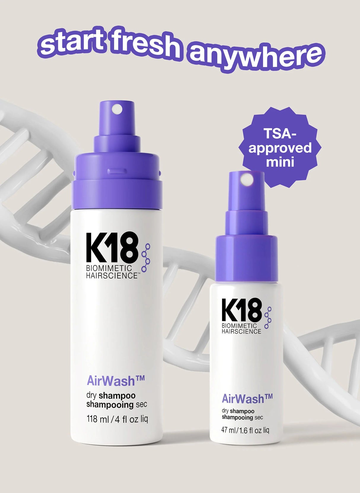 K18 Biomimetic Hairscience AirWash Dry Shampoo 1.6 fl. oz.