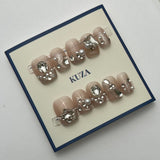 KUZA Press On Nails - Short Square Tips and Charms Design - 8925/8926/8927