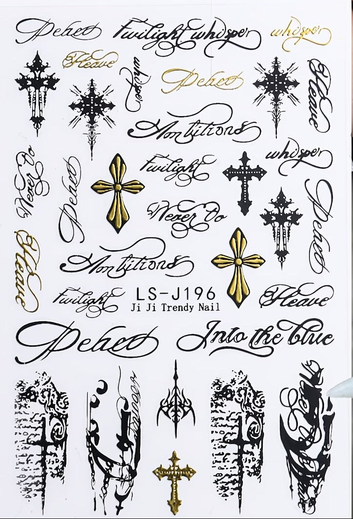 Joyful Nail Gothic Style Dark "Sweet Cool" Nail Art Stickers LS-J196