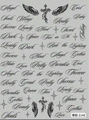 Nail Decals Gothic Calligraphy & Y2K Angel Wings Nail Stickers