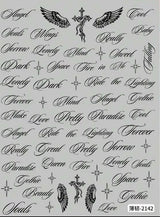 Nail Decals Gothic Calligraphy & Y2K Angel Wings Nail Stickers