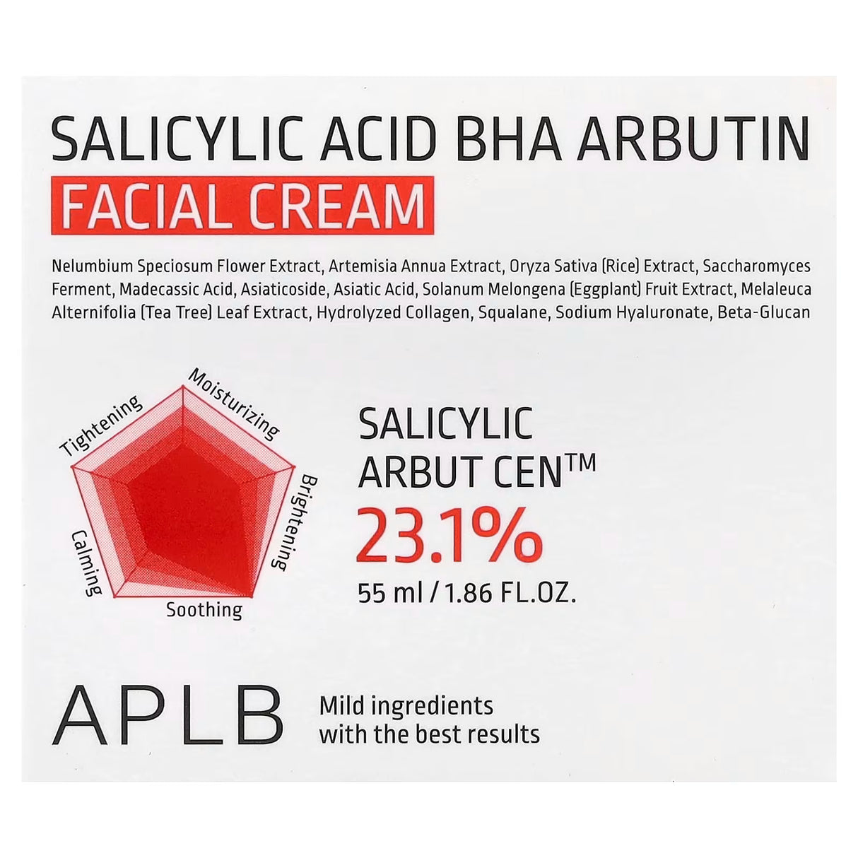 APLB Salicylic Acid Bha Arbutin Facial Cream 55mL