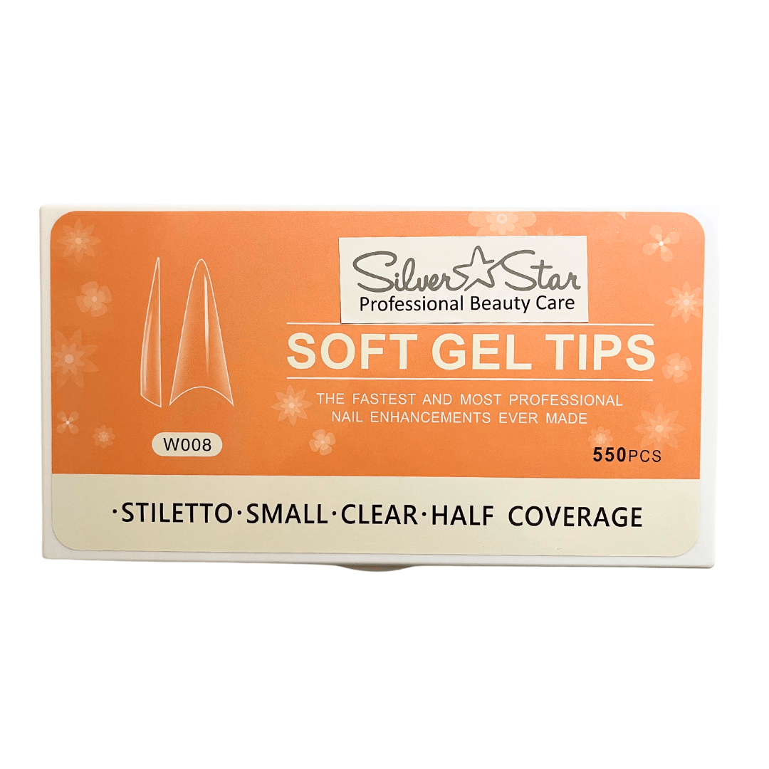 Silver Star Nail Tips Stiletto Small / XL Clear (Box of 550 pcs / 440pcs)