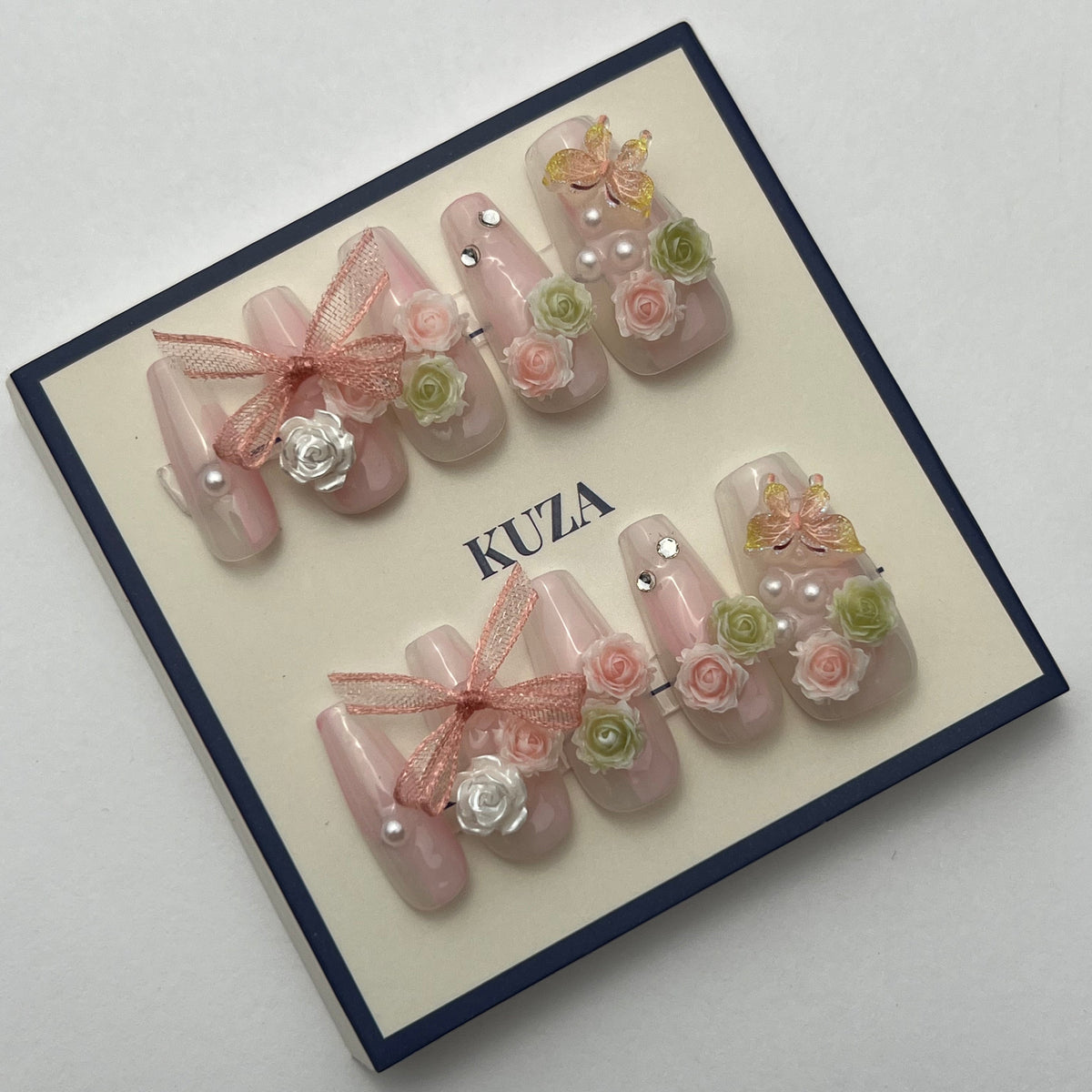 KUZA Press On Nails - Stiletto / Coffin / Almond Nails Special Designs - Small size - 8909/8910/8911/8912/8913