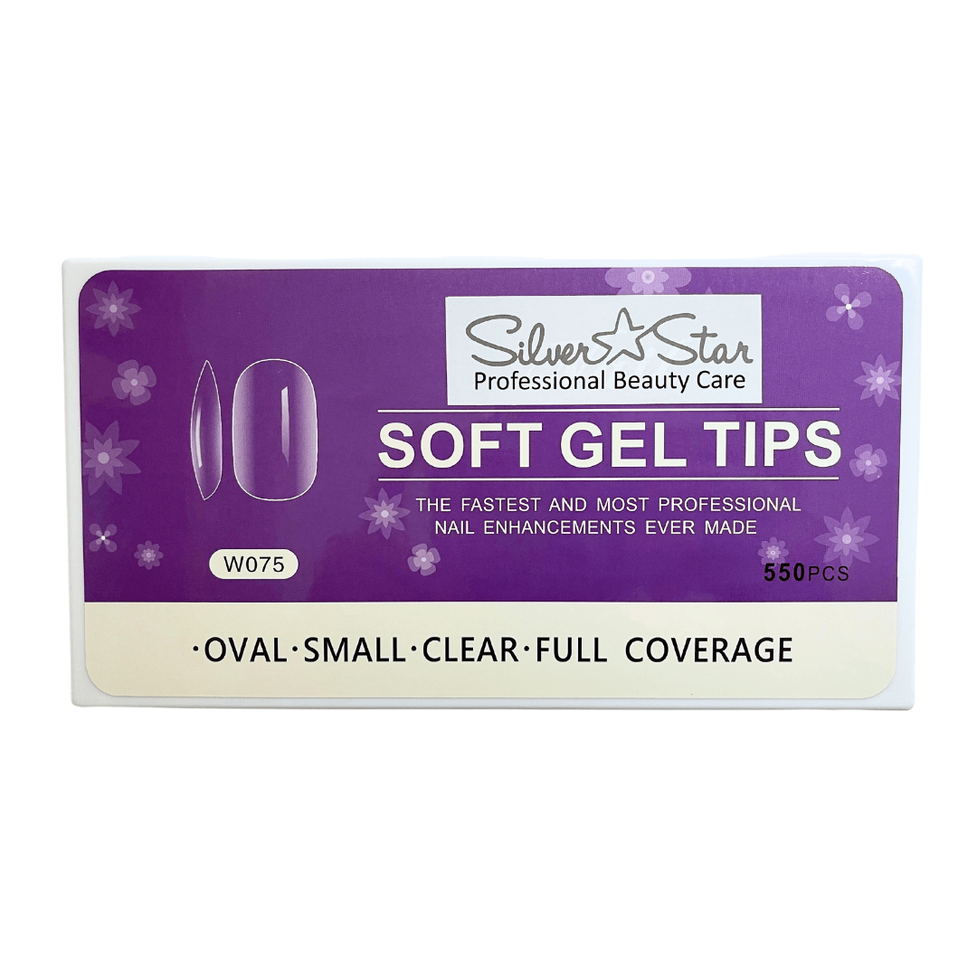 Silver Star Nail Tips Box Oval Small Clear (Box of 550 pcs)