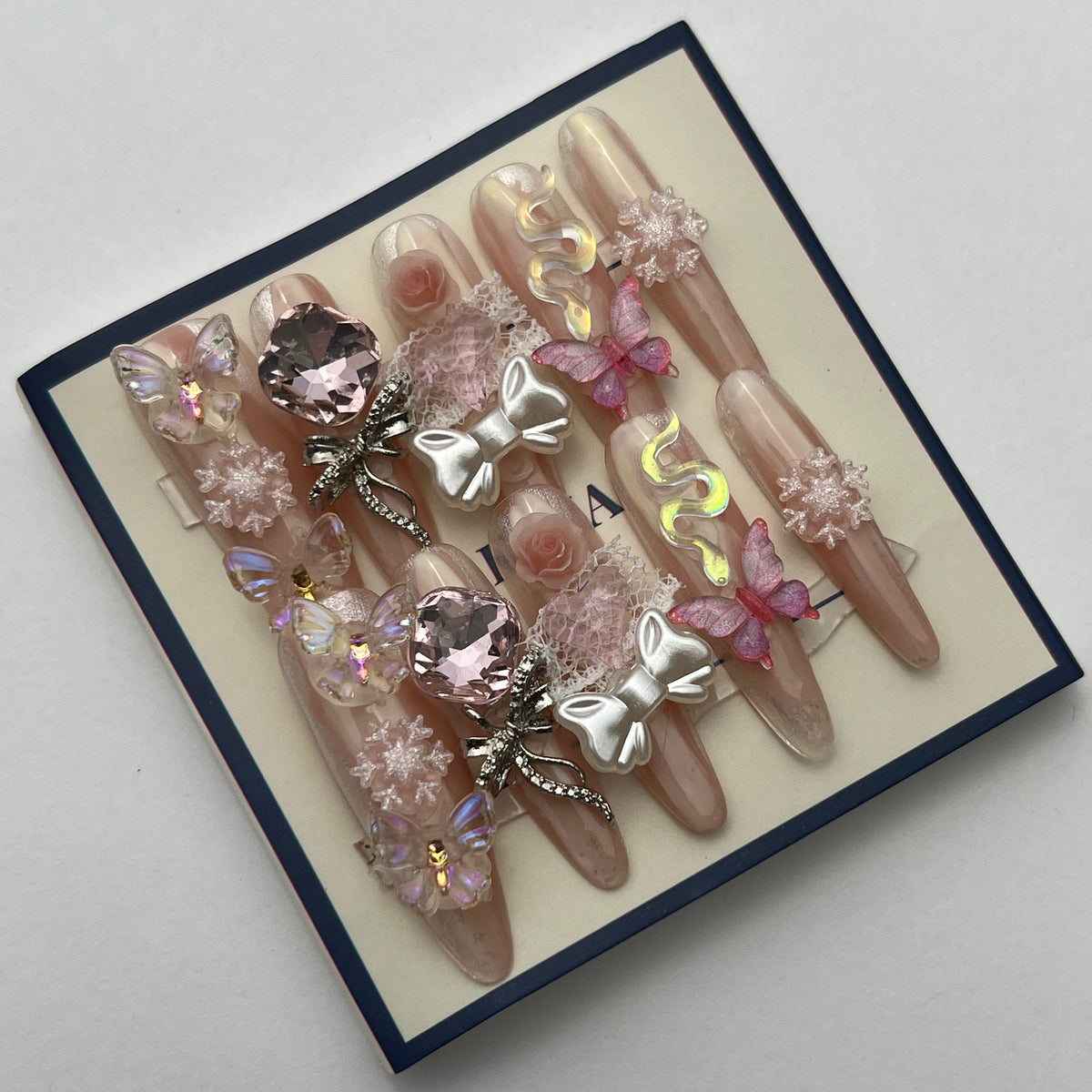 KUZA Press On Nails - Stiletto / Coffin / Almond Nails Special Designs - Small size - 8909/8910/8911/8912/8913