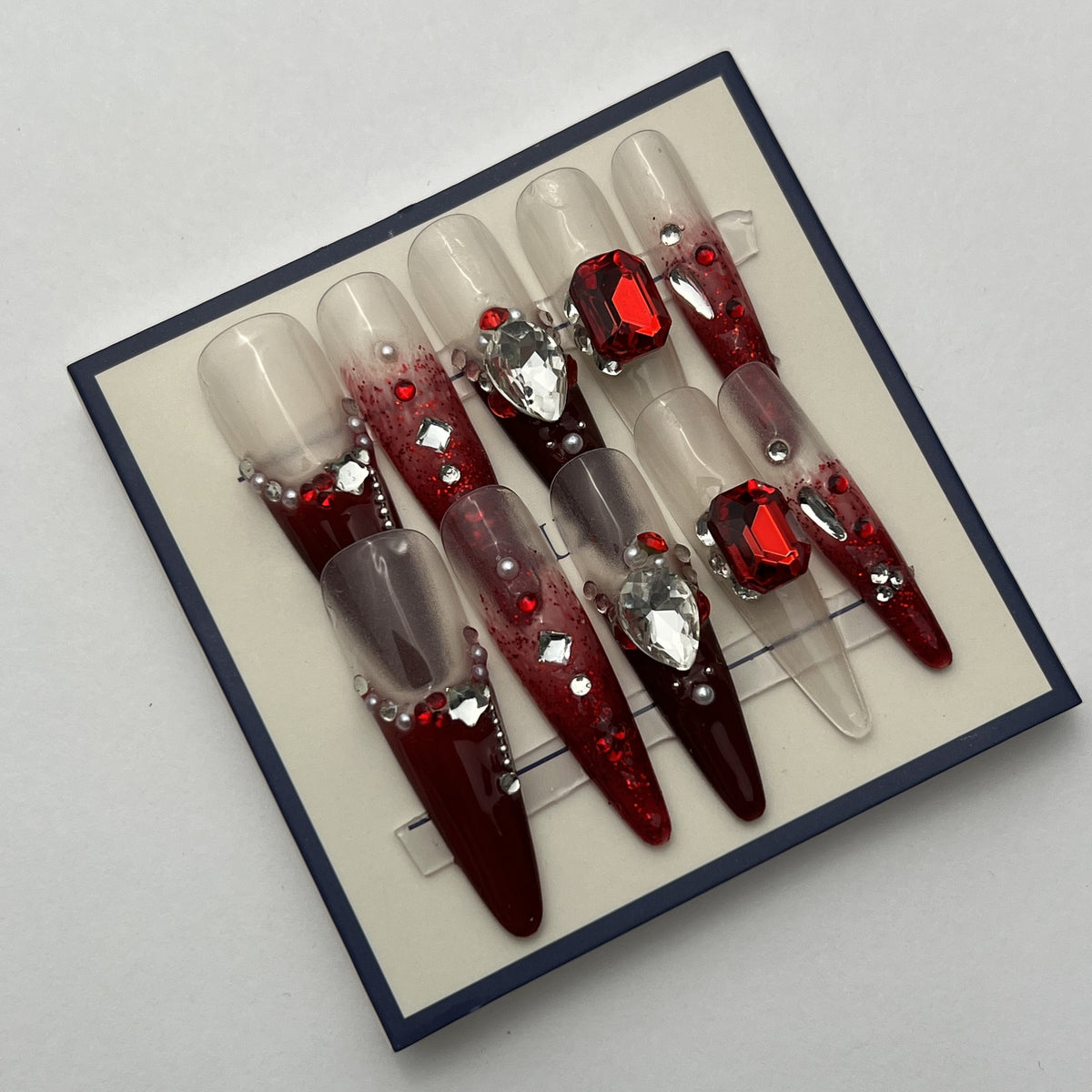 KUZA Press On Nails - Stiletto / Coffin / Almond Nails Special Designs - Small size - 8909/8910/8911/8912/8913