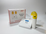 Silk-B Depilatory Heater with packaging on a reflective surface